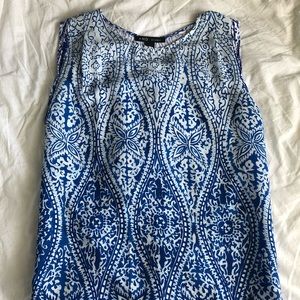 Mango blue patterned sleeveless blouse